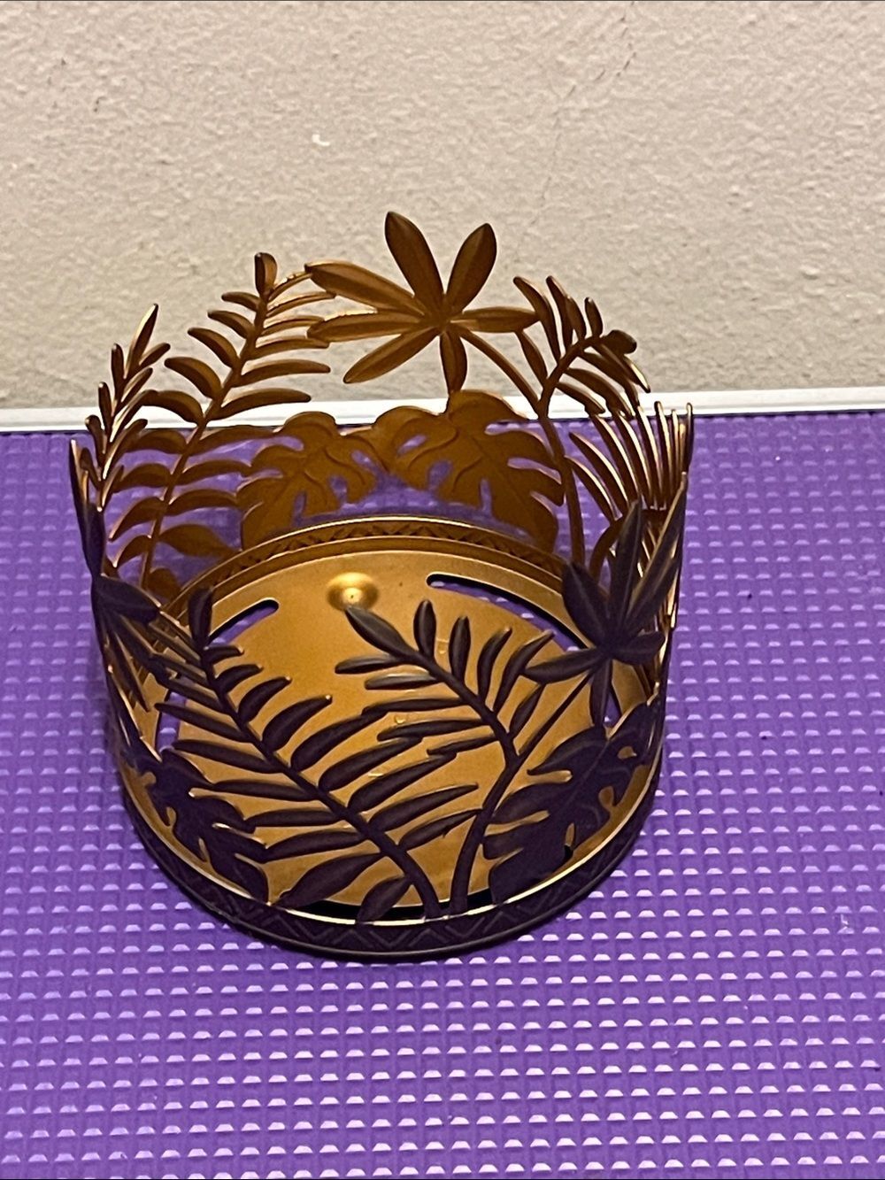 Gold Leaf Cutout Decorative Candle Holders bath and body works